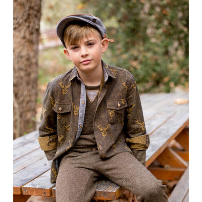 Elk Lodge Printed Shirt for Boys