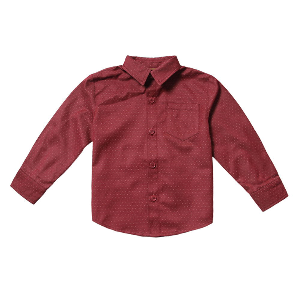 Crimson Pindot Shirt for Boys