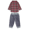 Log Cabin Plaid Flannel Shirt and Corduroy Cargo Jogger Pants for Baby Boys