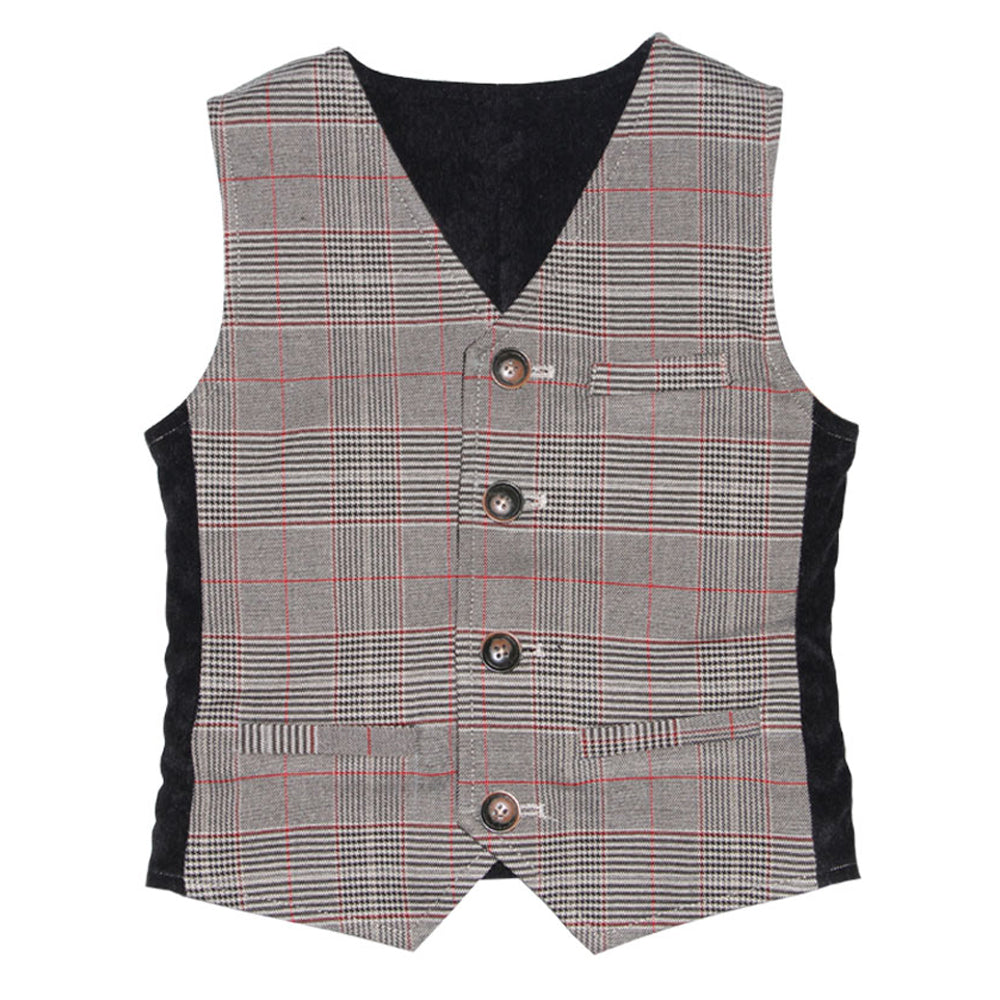 Manchester Plaid and Corduroy Reversible Vest for Boys