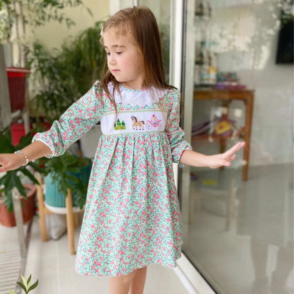 Little Girls Spring Princess Castle Hand Smocked Dress - Best Dressed Tot -  Baby and Children's Boutique