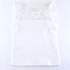 White Floral Lace Mesh Insert Flutter Sleeve Top