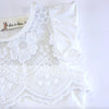 White Floral Lace Mesh Insert Flutter Sleeve Top