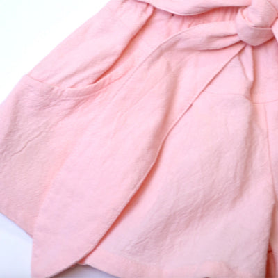 Pink Tie Front Flare Shorts