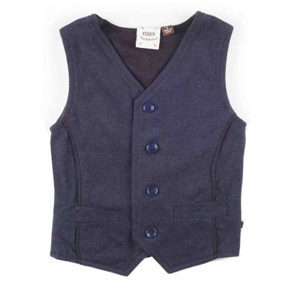 Boys Navy Vest with Leaf Back