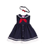 Girls Navy Sailor Dress Set with Headband