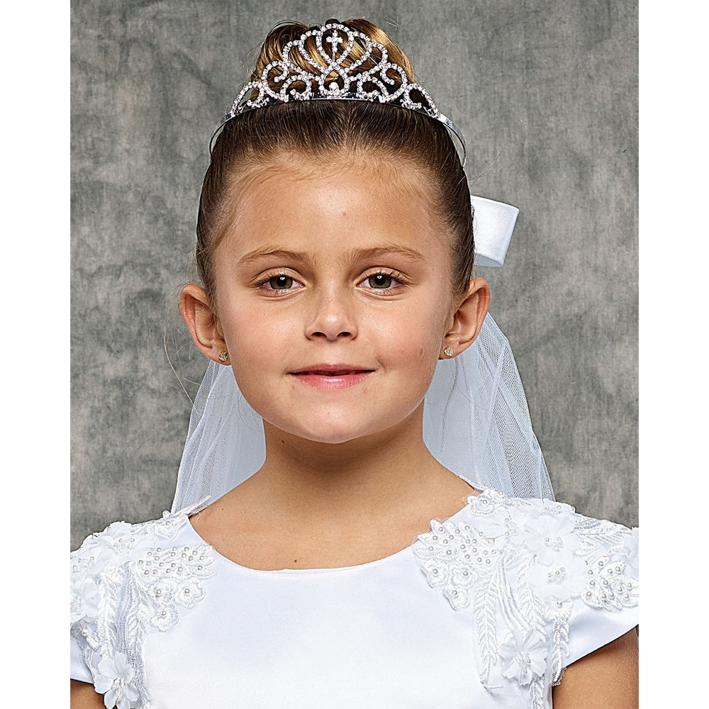 Kids Dream Communion Cross Crown Veil in White