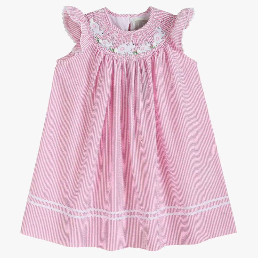 Pink Seersucker Flamingo Ruffle Dress - Best Dressed Tot - Baby