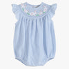 Blue Seersucker Bunny Smocked Flutter Romper