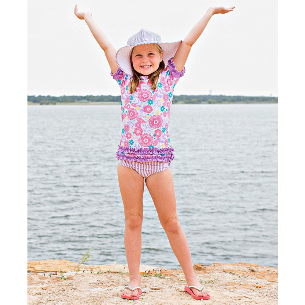 Kids Girls Ruffle Top Plaid Briefs Bikini Set Swimwear Swimsuit