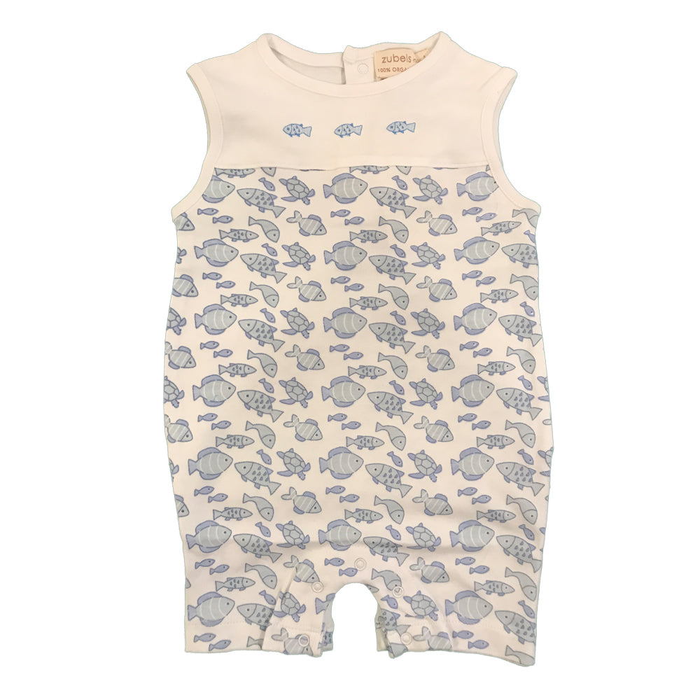 Organic Baby Boys Fishies Print Romper